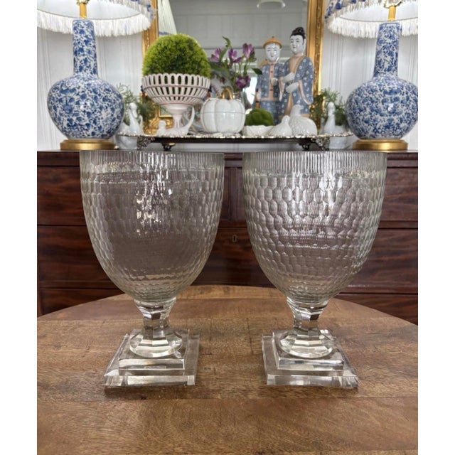 Mid 20th Century Mid Twentieth Century Molded Glass Apothecary Footed Urns For Sale - Image 5 of 8