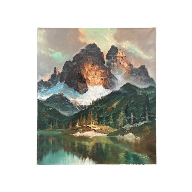 Arno Lemke, The Tre Cime Di Lavaredo, 1950s, Oil on Canvas For Sale - Image 12 of 14