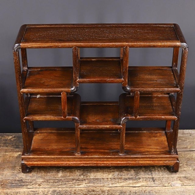 Vintage Chinese Huali Rosewood Curio Display Stand | Ming Style Scholars Shelf For Sale In Los Angeles - Image 6 of 9