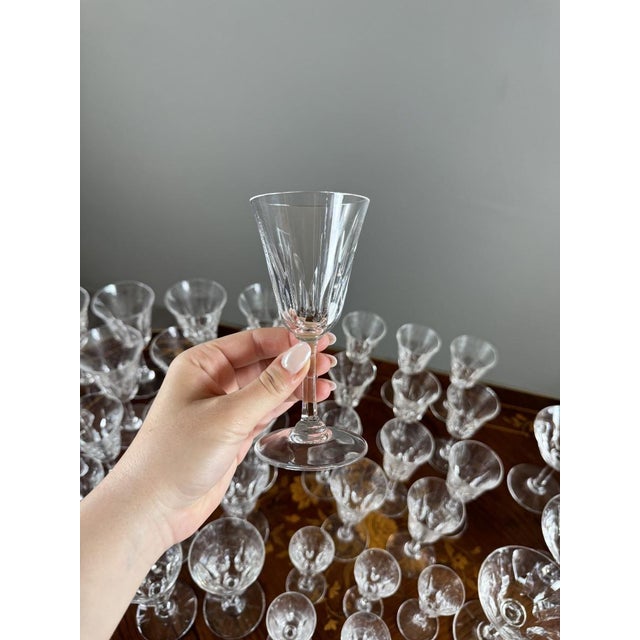 20th Century Crystal Glasses with Cerdagne Pattern from Saint Louis, Set of 54 For Sale - Image 3 of 12