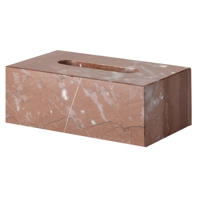 Chocolate Brown Marble Rectangular Tissue Box by Royal Bee Design For Sale