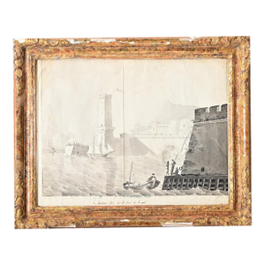 French 19th Century Framed Seaside Lithograph
