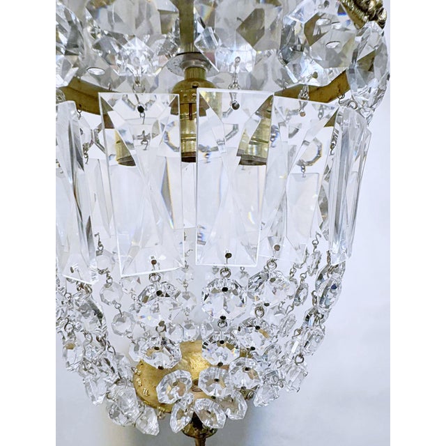 Vintage 1950s Italian Brass Basket Chandelier For Sale - Image 4 of 7