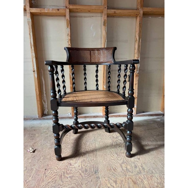 Antique Edwardian Style Barley Twist Armchair For Sale - Image 4 of 16