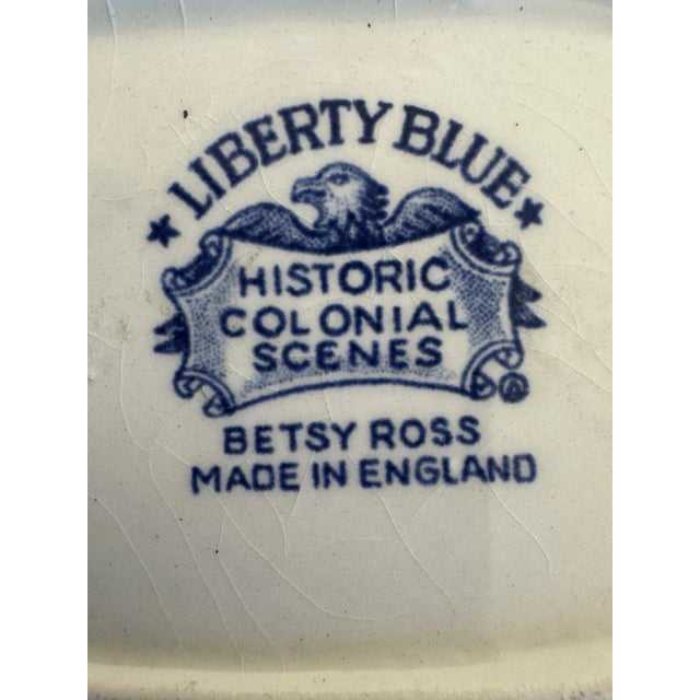 1970s Liberty Blue Betsy Ross Tea Set Cups Creamers Sugar Bowl England Lot 9 Pcs For Sale - Image 14 of 15