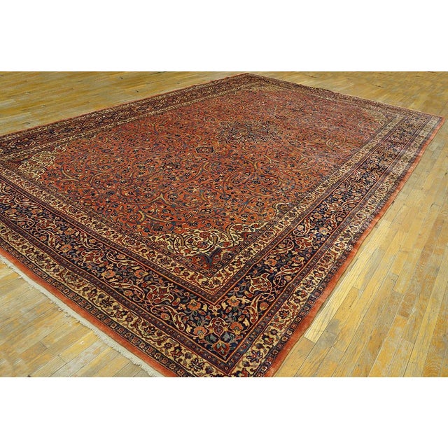 Wonderful Red-Raspberry Background Color With Small Detail Medallion in a Allover Pattern Antique Kashan Dabir Rug For Sale - Image 4 of 10