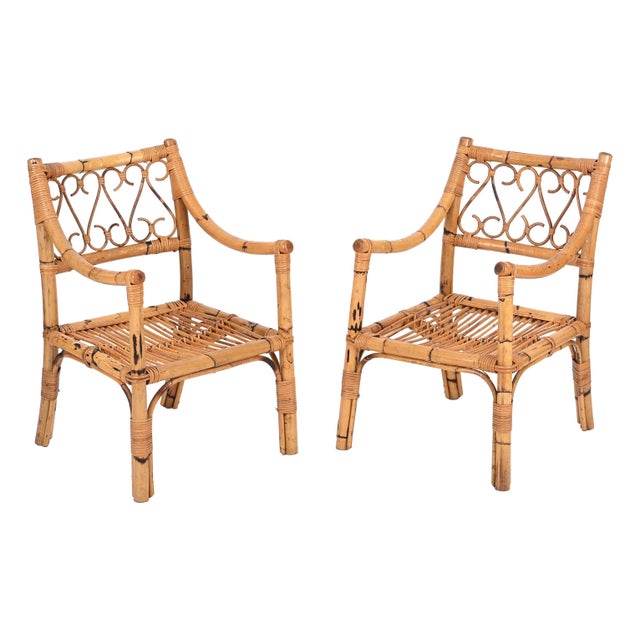 Set of Mid-Century Armchairs in Bamboo and Rattan from Vivai del Sud, Italy, 1970s For Sale - Image 18 of 18
