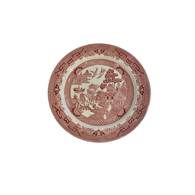 Ceramic Churchill Willow Rose Pink Red and White Plate For Sale - Image 7 of 7