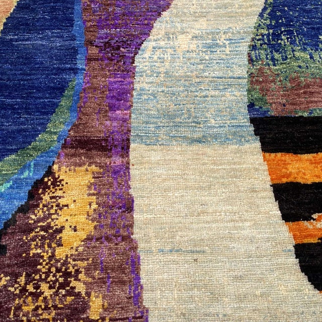 After Wassily Kandinsky Modern Hand-Knotted Wool Rug - 4'3" X 5'7" For Sale - Image 4 of 18