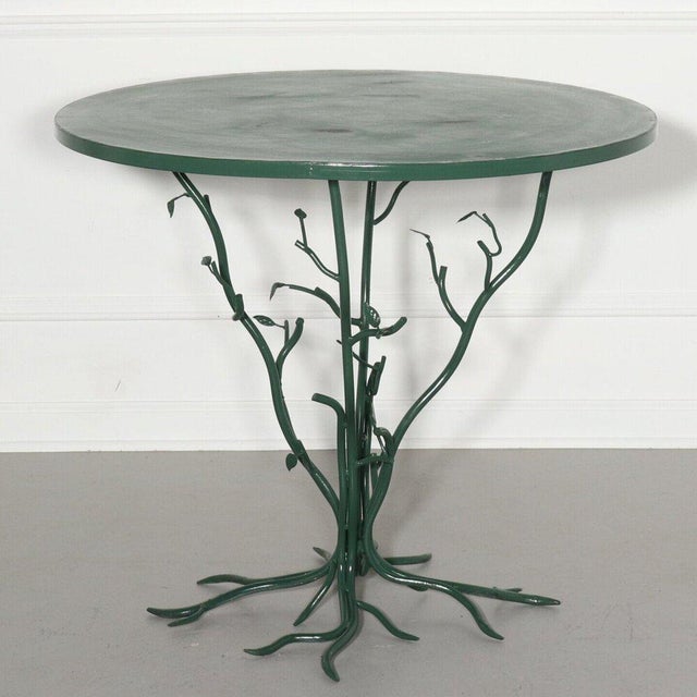 Contemporary Organic Tree Form Metal Table Hand Painted Green For Sale - Image 3 of 10