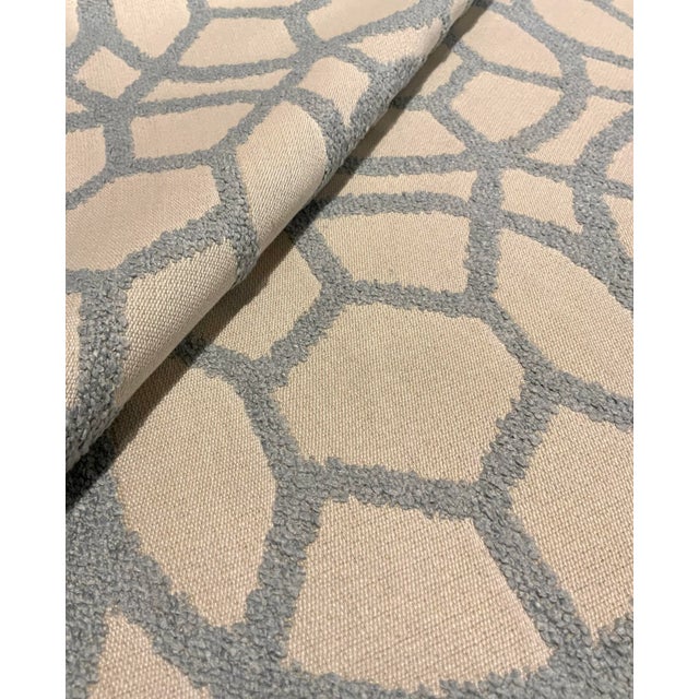 Modern Blue and Beige Geometric Cut Chenille Designer Fabric - 9.5 Yards For Sale - Image 4 of 5