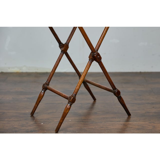 19th Century English Tray on Stand Mahogany Side Table with X-Form Base For Sale - Image 9 of 12