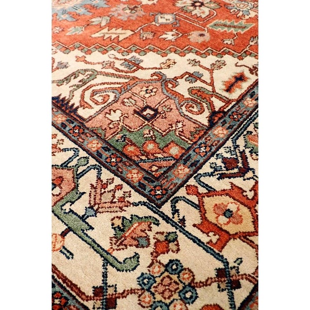 Traditional Pasargad Home Serapi Rust Wool Area Rug- 4' 1'' X 6' 0'' For Sale - Image 3 of 6
