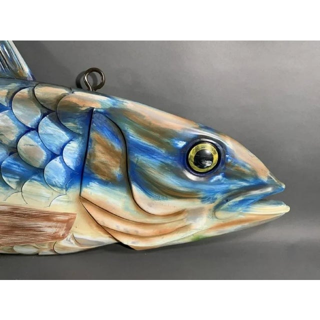 Early 21st Century Six Foot Carved Wood Fish For Sale - Image 5 of 7