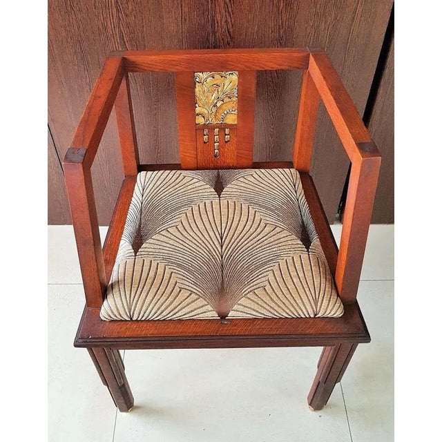 French Art Deco Oak Desk Chair, 1930s For Sale - Image 14 of 18