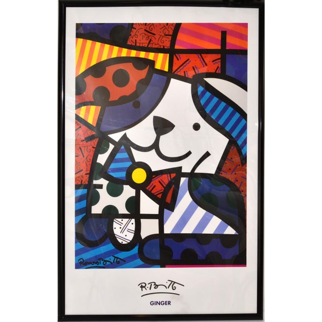 Mid-Century Modern Romero Britto Colorful Pop Art Dog Print 'Ginger' Mid-Century Modern 2010 For Sale - Image 3 of 16