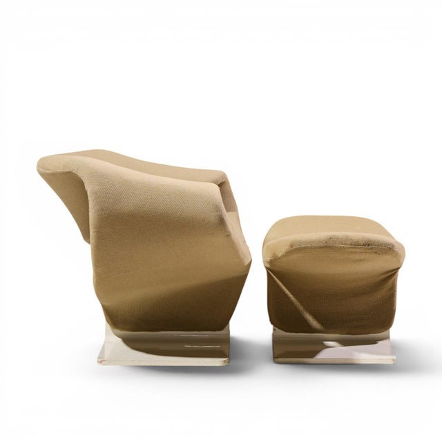 Pierre Paulin for Artifort Mid Century Ribbon Chairs With Ottoman For Sale - Image 11 of 12