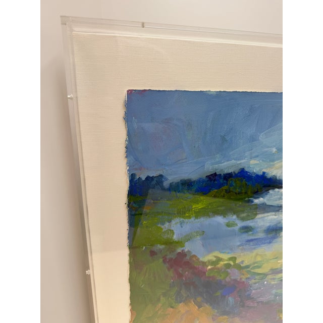 2025, Untitled (Landscape), Contemporary Impressionist, Framed Acrylic on Paper, Artist Ellen Diamond For Sale - Image 4 of 6