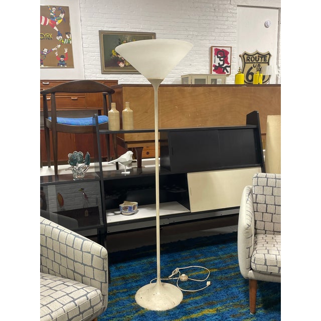 Antique White Mid Century Modern Italian Torchiere Floor Lamp, C. 1960’s For Sale - Image 8 of 12