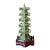 Vintage Chinese Jade Pagoda Sculpture – Hand-Carved Multi-Tier Celadon Green Temple Tower, Asian Feng Shui Decorative Stone Figurine on Red Wood Stand For Sale
