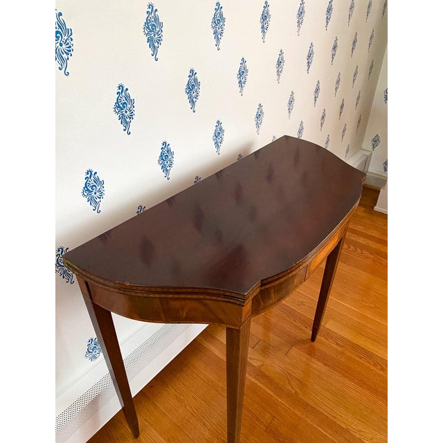 Brown Antique Early 1900s American Neoclassical Revival Mahogany Game Table With Inlay For Sale - Image 8 of 18