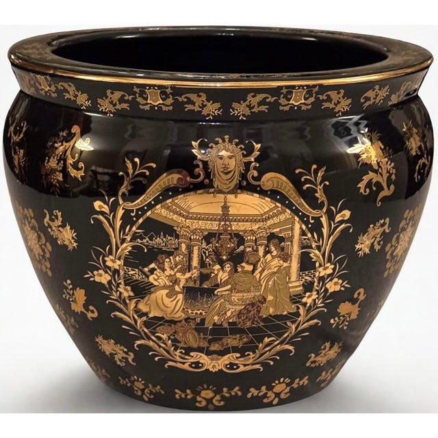 Late 20th Century Large Scale 12” Regency Style Cache Pot in the Manner of Versace For Sale - Image 5 of 14