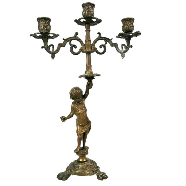 Bronze Candelabra with Putto For Sale - Image 6 of 6