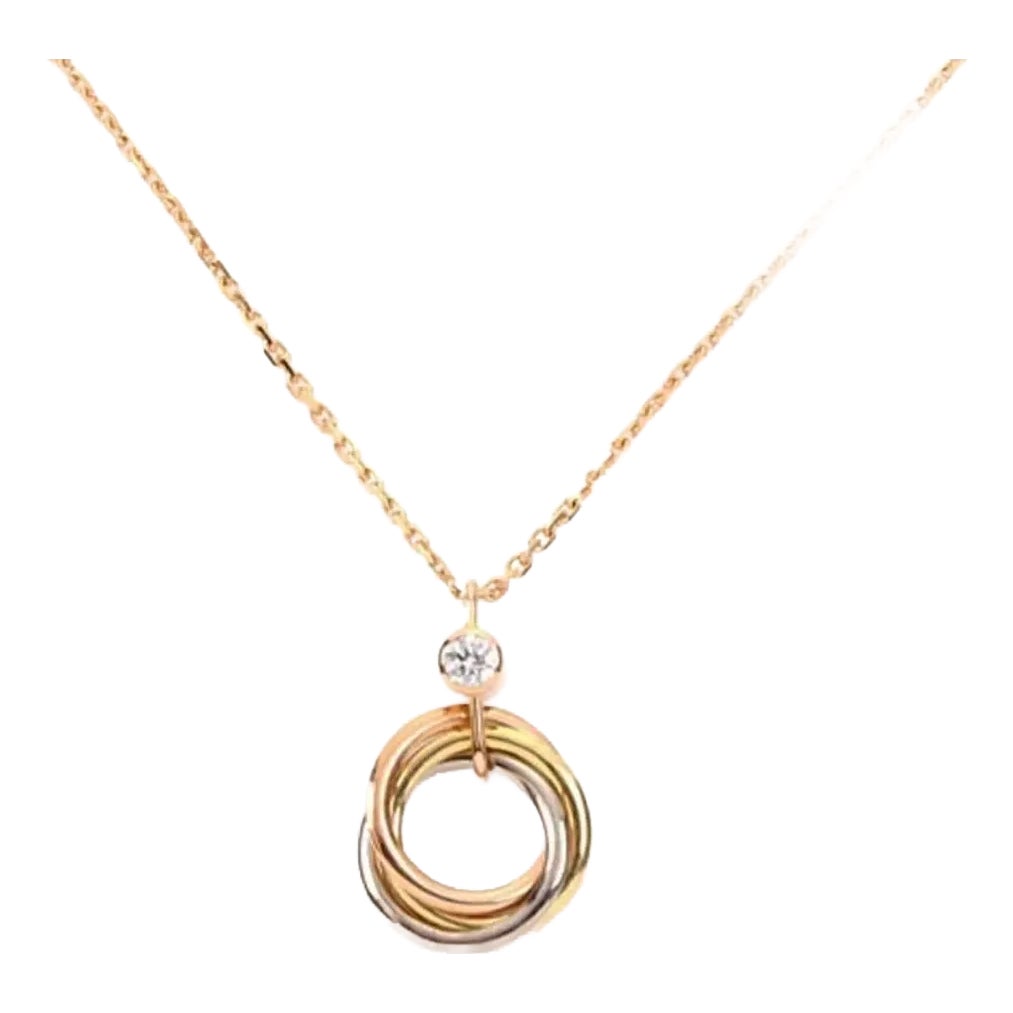 23864 - Cartier Trinity Diamond 18k Tri Gold Pendant