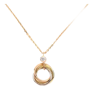 Cartier Trinity Diamond 18k Tri Gold Pendant Necklace W/Cert