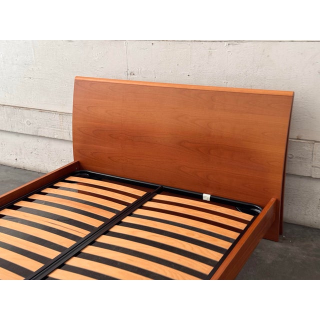 Brown Queen Size Cherry Wood Bed Frame, Vintage For Sale - Image 8 of 12