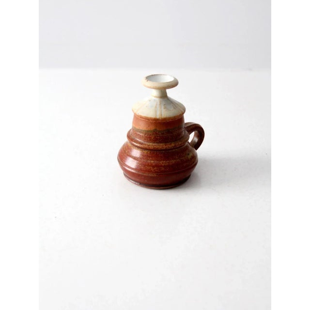 Contemporary Vintage Studio Pottery Oil Lamp by Charles Piatt For Sale - Image 3 of 7
