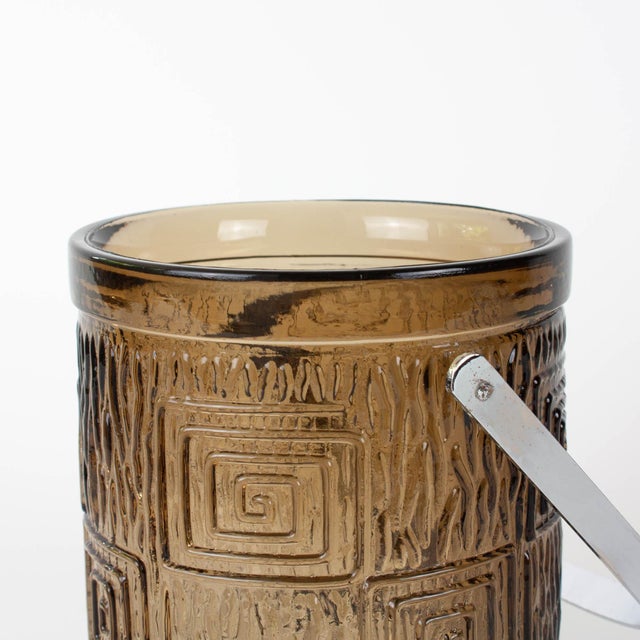 Brown Vintage Portuguese Brown Glass Ice Bucket, 1970s For Sale - Image 8 of 17