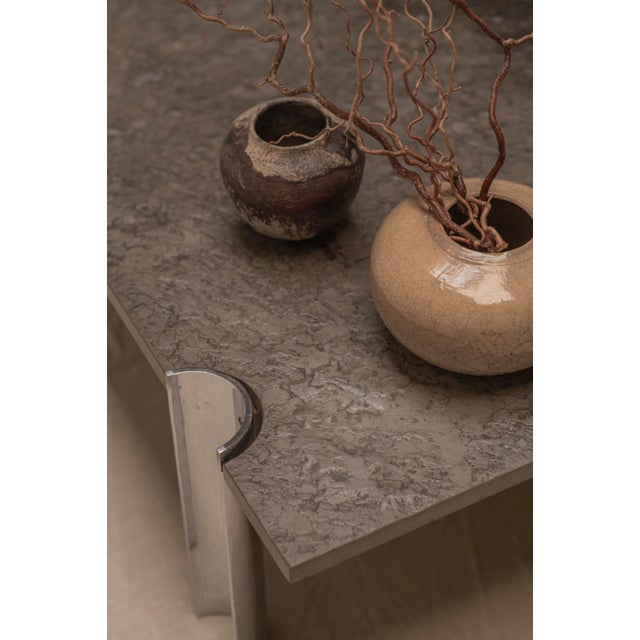 Brutalist Coffee Table with Fossil Stone Top, 1970s For Sale - Image 13 of 18