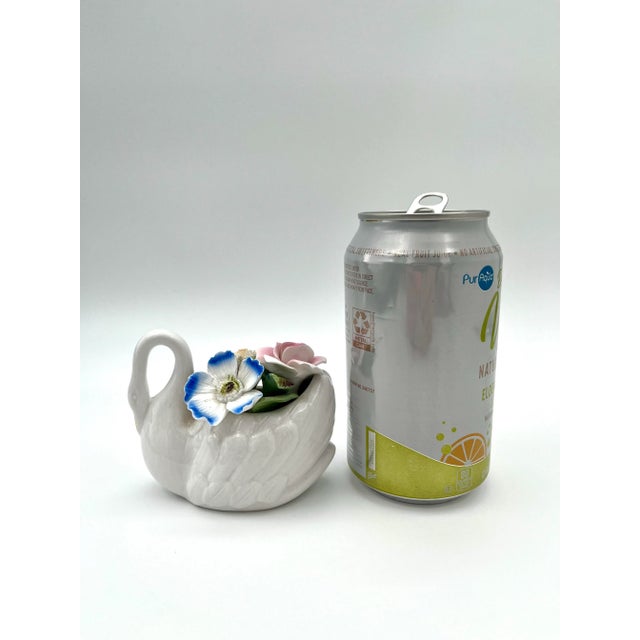 1980s Vintage Royale Stratford Staffordshire Capodimonte Style Swan With Flowers Figurine For Sale - Image 9 of 11