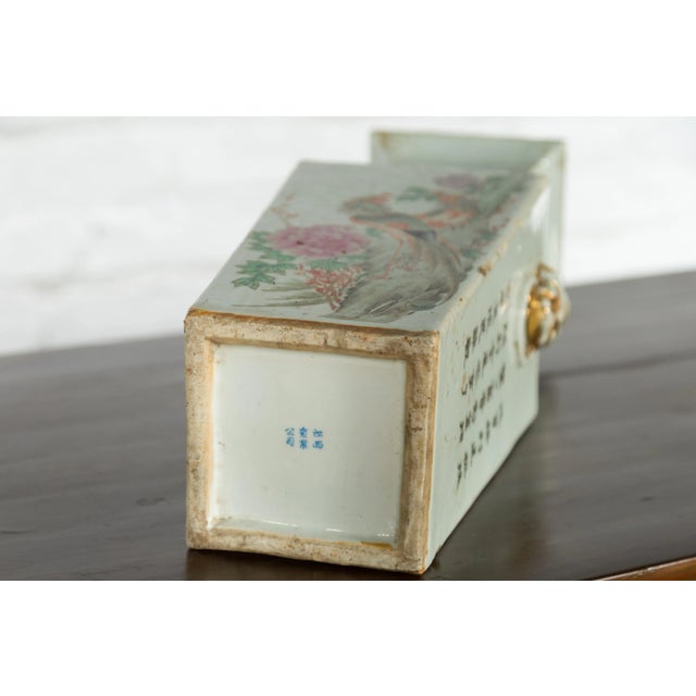 19th Century Chinese Qing Hand-Painted Flower & Bird Altar Vase For Sale - Image 10 of 13