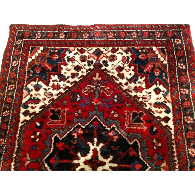 Late 20th Century Vintage Persian Heriz Serapi Area Rug in Near Square Size in Red, Ivory, Navy For Sale - Image 5 of 9
