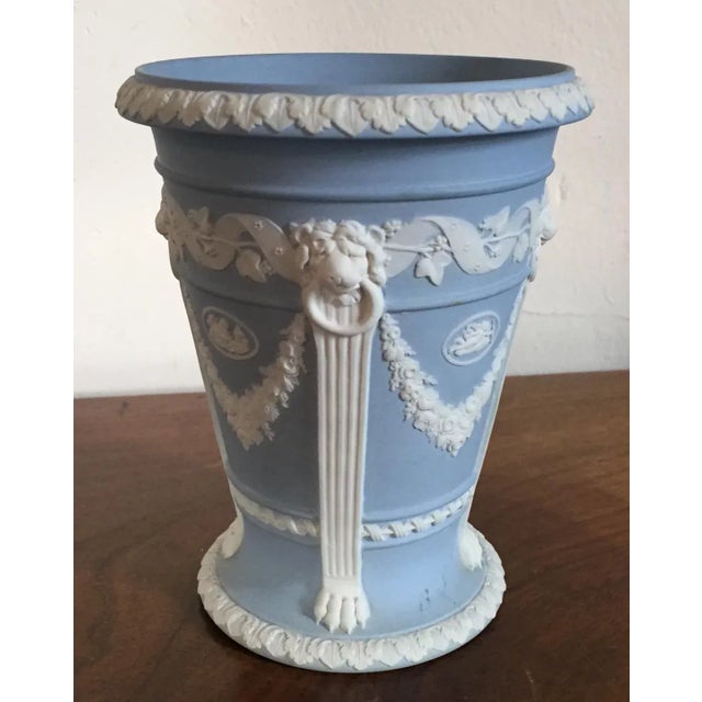Antique Edwardian Wedgwood Light Blue Jasperware Vase For Sale - Image 9 of 10
