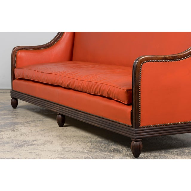 1930s French Art Deco Oak Canape in Faux Leather For Sale - Image 17 of 18