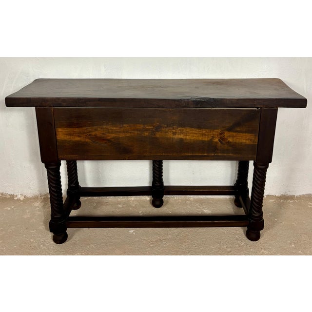 Late 19th Century Spanish Baroque Style Walnut Console Table with Twisted Legs For Sale - Image 9 of 18