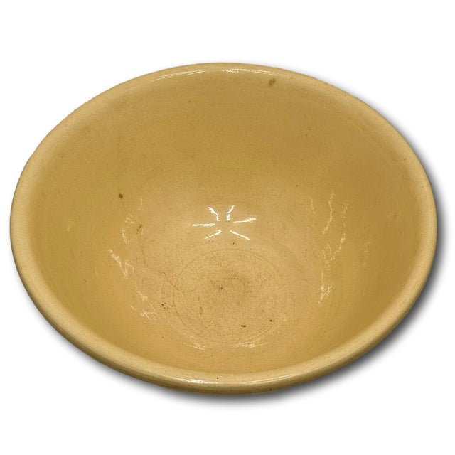 Nice Antique Large Thick & Heavy 13 Inch Brown & Cream Color Banded Yellow Ware Kitchen Mixing Bowl - Circa Late 1800s For Sale - Image 15 of 18
