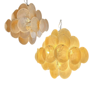 Italian Murano Glass Disc Chandeliers, 1990, Set of 2