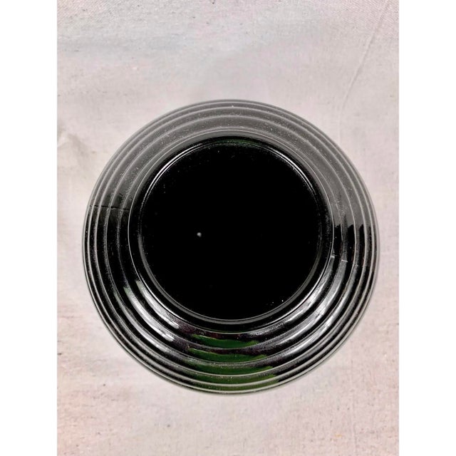 Mid-Century Modern Vintage Black Milk Glass Ribbed Beehive Style Vase For Sale - Image 3 of 7