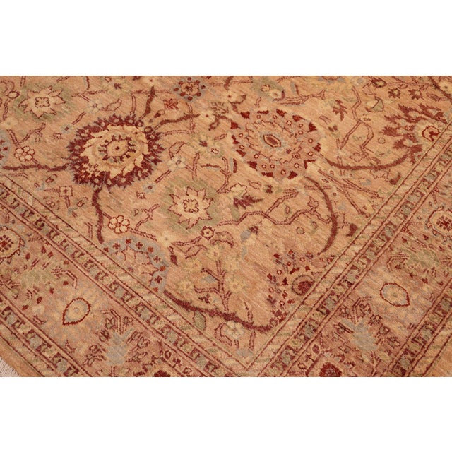 1990s Boho Chic Ziegler Tan Brown Hand-Knotted Wool Rug - 6'3'' X 8'10'' For Sale - Image 5 of 8