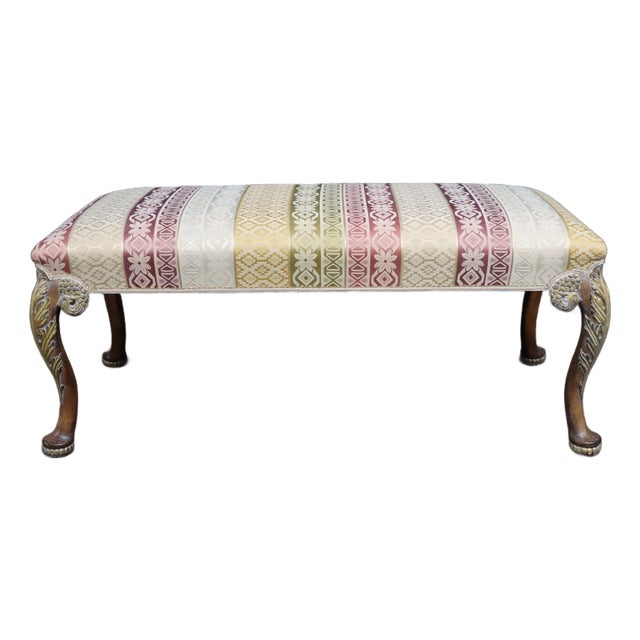 Queen Anne Style Paint Decorated Window Bench For Sale