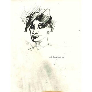 Mino Maccari, The Portrait Drawing, Mid-20th Century, Ink on Paper For Sale