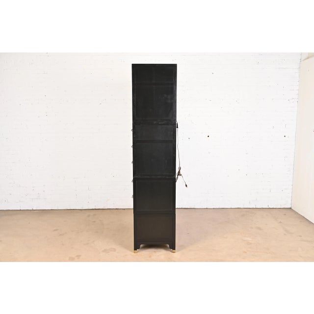 Michael Taylor for Baker Far East Collection Black Lacquer and Gold Leaf Bar Cabinet, 1960s For Sale - Image 10 of 13