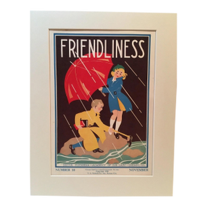 Original Vintage 1930s Character Culture Poster, "Friendliness", in 16x20 Mat