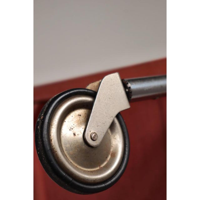 Functionalist Scandinavian Red Lacquered Steel Tube and Wood Serving Cart, 1930s For Sale - Image 16 of 18