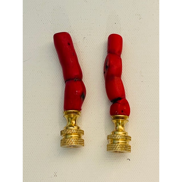 1970s Fabulous Red Coral Lamp Finials Pair For Sale In Miami - Image 6 of 6
