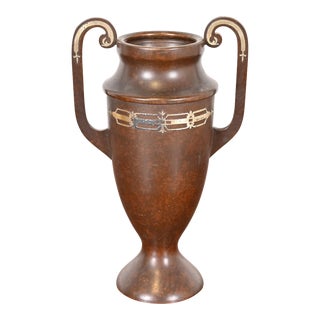 Heintz Arts & Crafts Sterling Silver on Bronze Amphora Vase For Sale